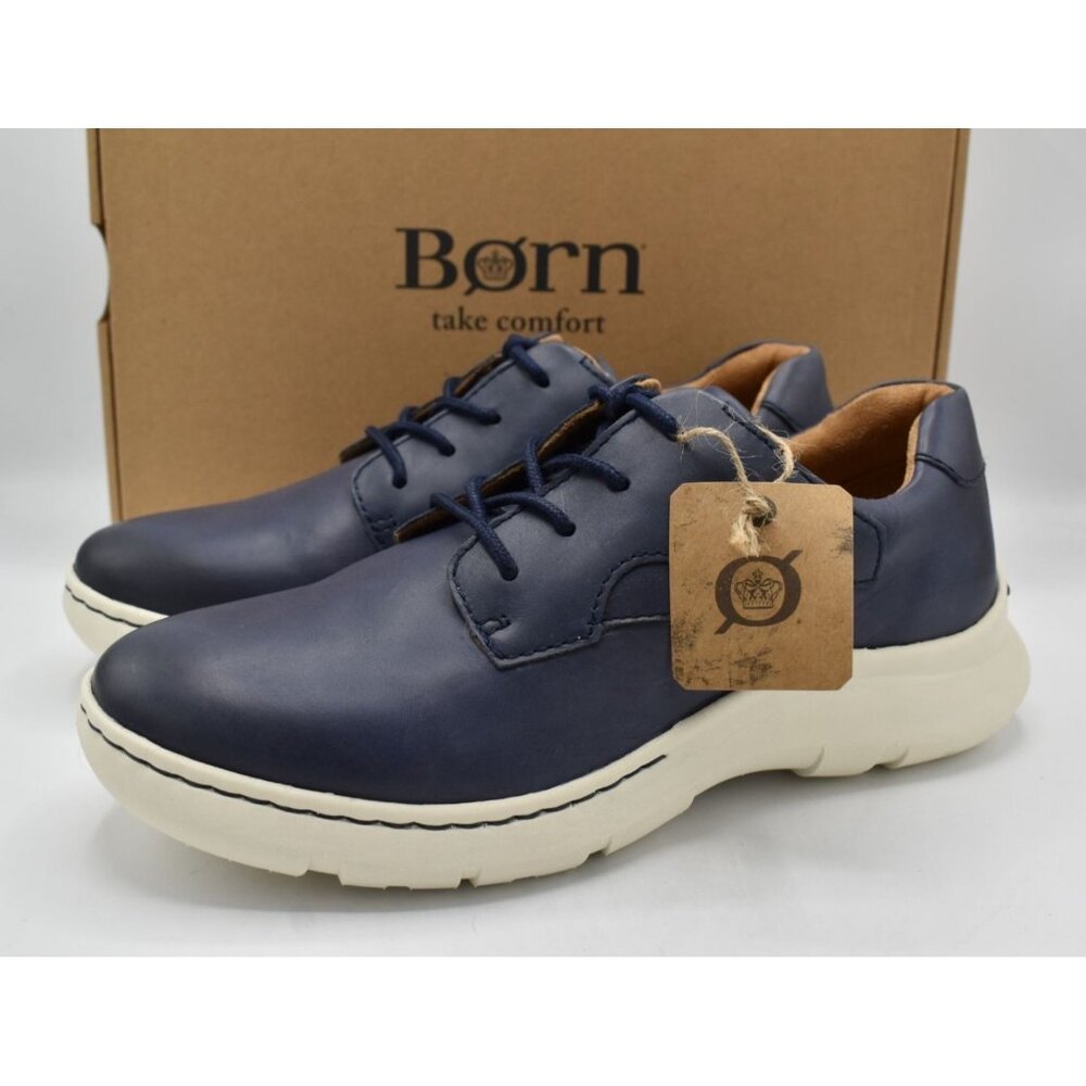Born Mens Size 11.5 Cornell Navy Blue‎ Full Grain Leather Shoes Sneakers